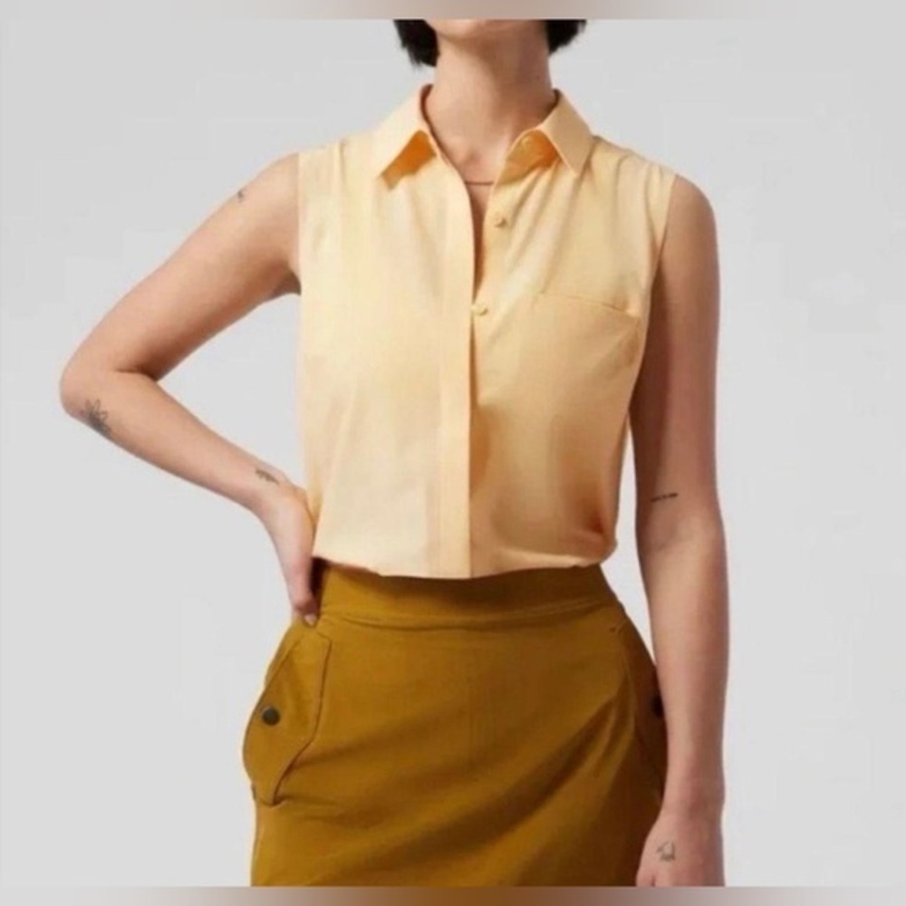 Athleta Urbanite Athleisure Clean girl ResortWear Blouse Medium Lunaria Yellow